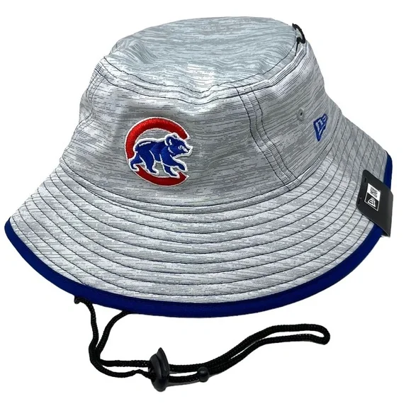 New Era⚾️ Chicago Cubs Training Bucket Hat Gray/Royal Blue Trim OSFM - Picture 3 of 8